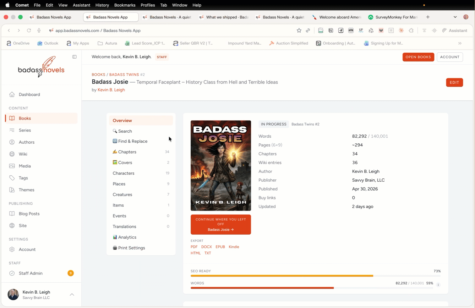 Find and Replace across the whole book