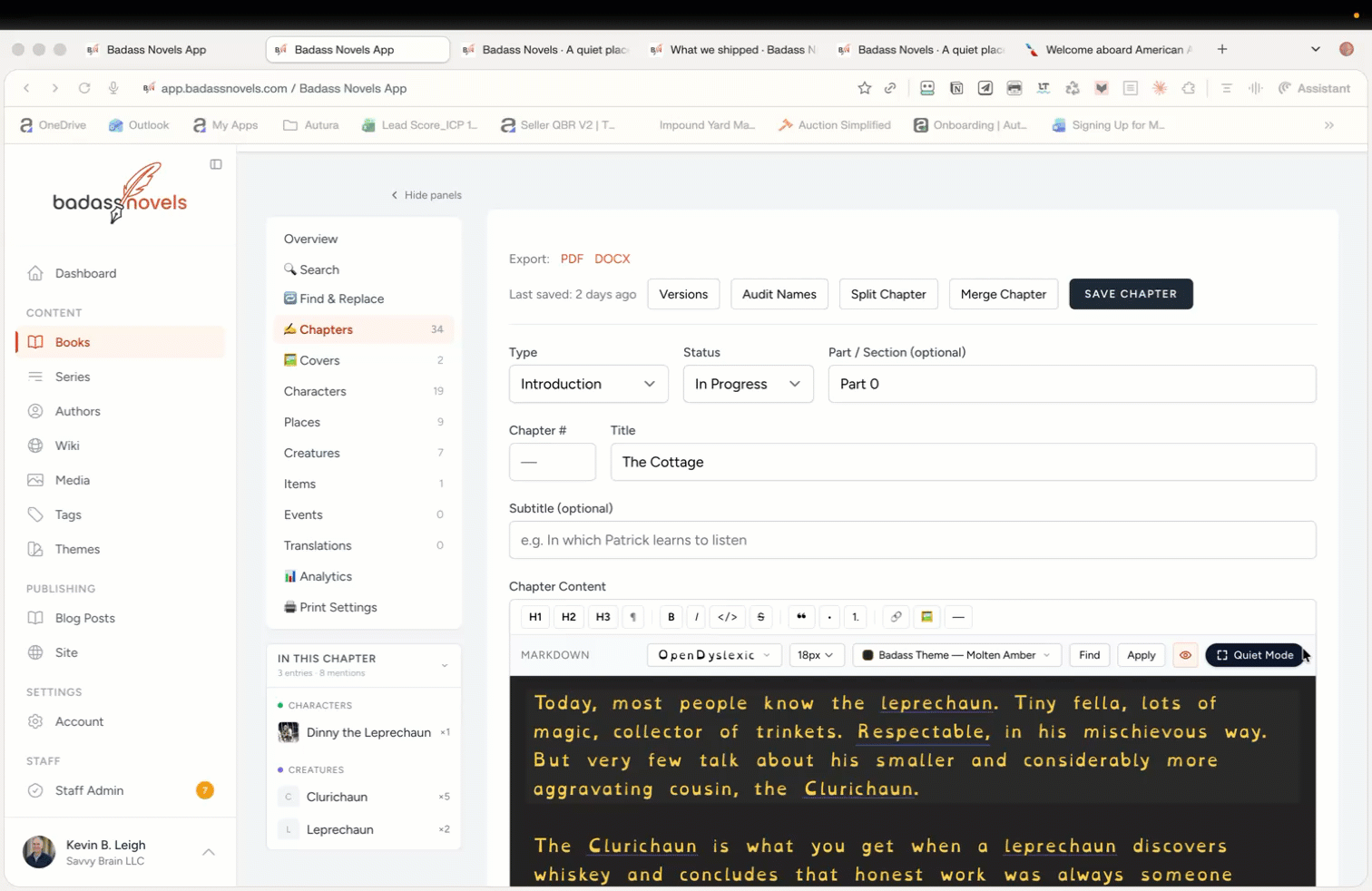 Improved Quiet Mode in the chapter editor, with a reveal animation